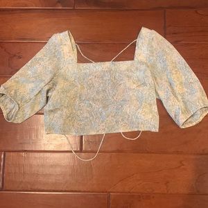 Cut out water color mid sleeve blouse